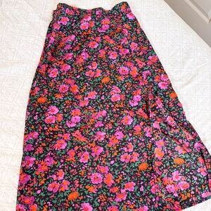 SHEIN Black Floral Midi Skirt